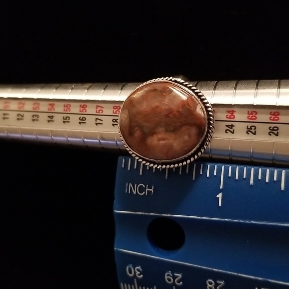 Round Brown Jasper Ring Twisted Rope Border - Picture 6 of 6